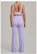Women's Seamless Yoga Sets Sports Fitness Hip-lifting High Waist Flared Pants Backless Bra Suits Training WorkoutLeggings Sets