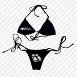 Punk Gothic Fashion Women Swimwear 2000s Emo Girls Y2k Style Letter Print Bikini Set Sexy Thong Swimsuit Two Pieces Bathing Suit
