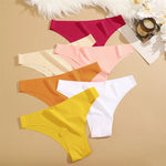 3PCS Seamless Panties Ultra-thin Brazilian Maillard panties Women Ice Silk Underwear Sexy Panty Low Waist G-string Female Solid