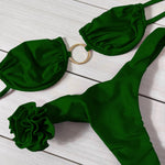 Sexy 3D Flower Bikini Swimsuit Brazilan Bikini Set Swimwear for Women High Leg Push Up Two Piece Bathing Suits Summer Female