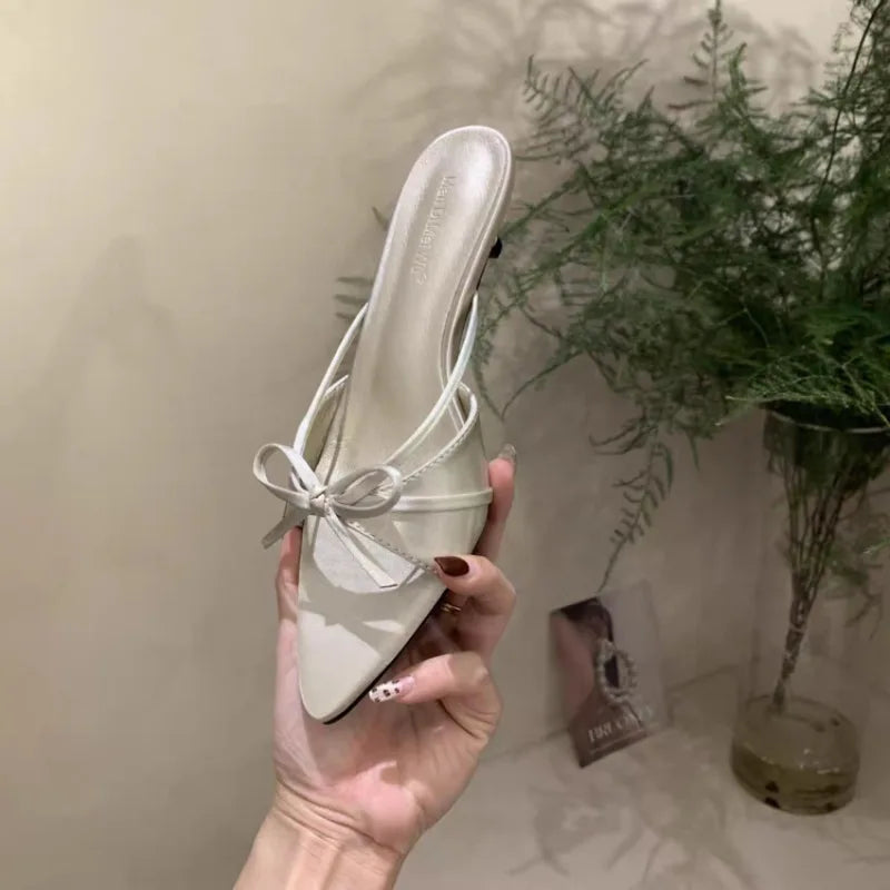 France Bow Open Toe High Heel Elegant Sandals and Slippers Women's 2026 Summer New Luxury Brand Women's High Heels.