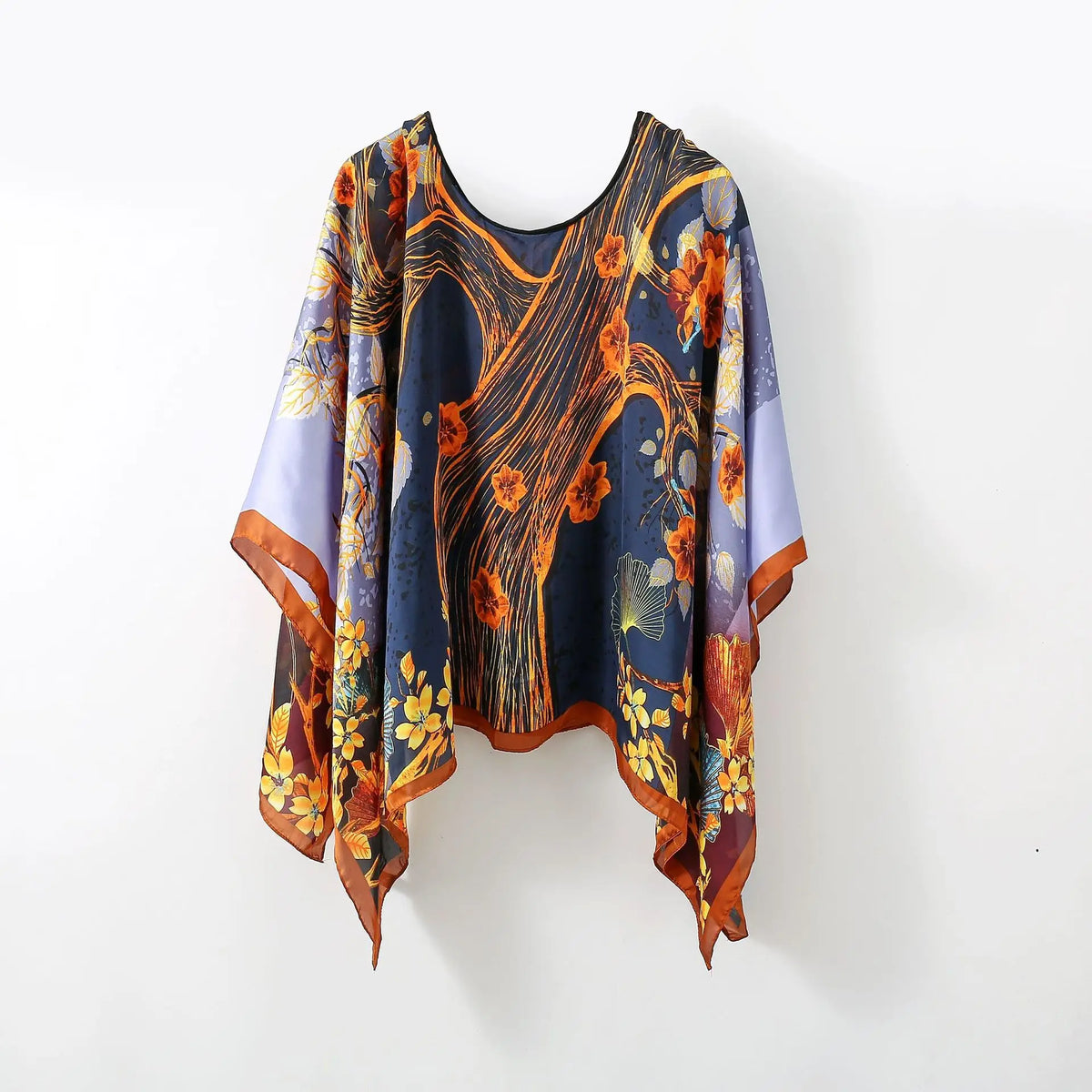 Simulated Silk Pullover Shawl Sweater Summer Beach Sun Protection Cape Women's Beach Towel Versatile Gauze Scarf Multifunctional