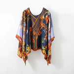 Simulated Silk Pullover Shawl Sweater Summer Beach Sun Protection Cape Women's Beach Towel Versatile Gauze Scarf Multifunctional
