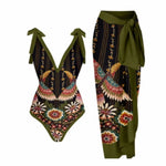 Push Up One Piece Swimsuit With Cover Up Sexy Swimwear Women 2025 Printed Swim Suits Female Bikinis Sliming Bodysuit Beachwear