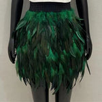 Festival Faux Feather Skirt Punk Gothic Style Hand-Stitched Design Stage Performance Punk Gothic Mini Short Skirt