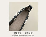 Leopard Color Square Toe Knitted Loafers Women Leisure Flat Shoes Soft Bottom Shallow Ballet Flats Casual Slip on Boat Shoes