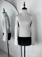 Trendix Knit Tank Top Sets For Women Fashion High Neck Vest And Long Sleeve Shawl 2 Piece Suits Sexy Backless Knitwear Top Femme