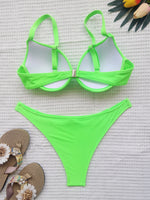 DEKA Sexy Solid Push Up Bikini Set Front Bow Knot Swimsuit Women Sexy Halter Two Piece Beachwear Bathing Suit Swimwear Biquini