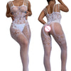 White Hollow Crotchless Lingerie For Women Sexy Underwear Transparent Bodystockings Erotic Costumes Nightclub Sexiest Body Suits