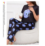 3-Piece Heart Print Pajama Women Sleepwear Home Clothes Short Sleeve Top with Shorts & Long Pants Pajamas Loungewear Short Suit