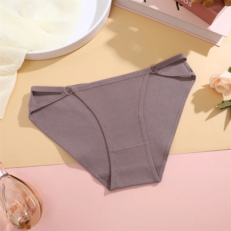 Women Cotton Lingerie Sexy Soft Fashion Panties Femme Buckle Design Underwear Sexy Pantys Underpant Lingerie Lace Intimates S-XL