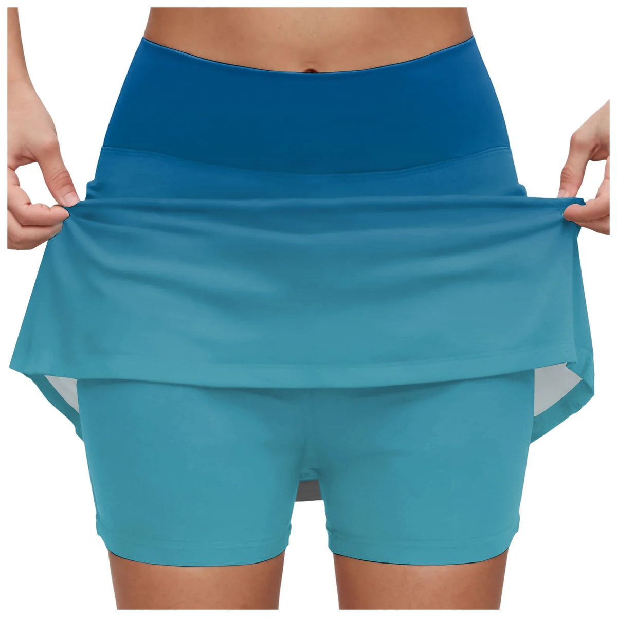 Women's Gradient Tennis Skirts High Waisted Athletic Skort With Built In Shorts Anti Slip Quick Dry Summer Skirt For Sports