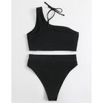 Sexy Tummy Cut out Female Swimsuit High Waist Bikini Women Swimwear Two-Pieces Bikini Set Bather Bathing Suit Swim Lady V2549