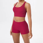 2PCS Yoga Set Women Gym Sports Suits Fitness Bra Crop Top Workout Clothes Female Athletic Wear Push Up Shorts Sportswear