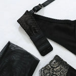 Toucheart 4 Piece Set Sexy Embroidered Lace Erotic Backless Lingerie For Women Mesh Patchwork Lace See-Through Sexy Lingerie Set