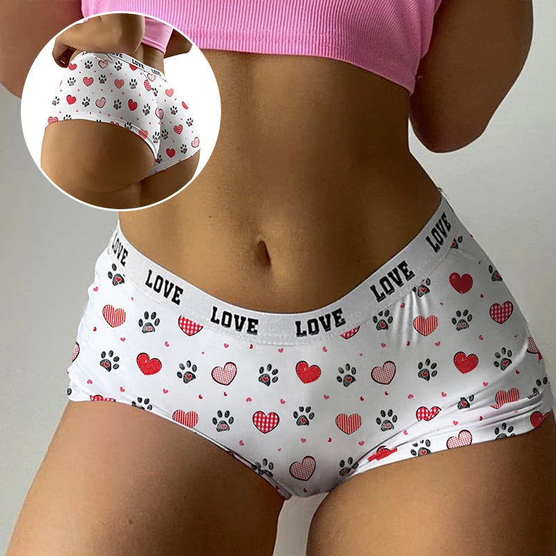 Valentine's Day Panties for Women Underwear Knickers Girls Comfort Briefs Ladies Seamless Shorts Sexy Print Lingeries Underpants