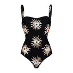 Retro One Piece Swimsuit with Skirt Shoulder Strappy Floral Print Women's Slimming Bathing Suit Beach Wear