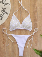 S - XL Halter Luxury Pearls Bikini Women Swimsuit Female Swimwear Two-pieces Bikini Set Mini Micro Bather Bathing Suit Swim Lady