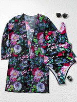 2026 Printed Swimsuit Women One Piece With Cover Up Floral Swimwear Female Beach Wear Push Up Bathing Swimming Swim Suit Summer