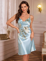 Hot style Women's Cherry Print Nightdress Casual sexy ladies pajamas slip dress for All Seasons