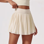 Elastic High Waist Slimming Tennis Skort Women Summer Running Fitness Skirt with A Light Strip Lining and Pockets Pleated Skirts