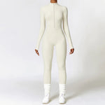 Zipper Workout Jumpsuit Sports Overalls Women Gym Clothing Running Long Sleeves Fitness Gym Tracksuit Short Sportswear Yoga Set