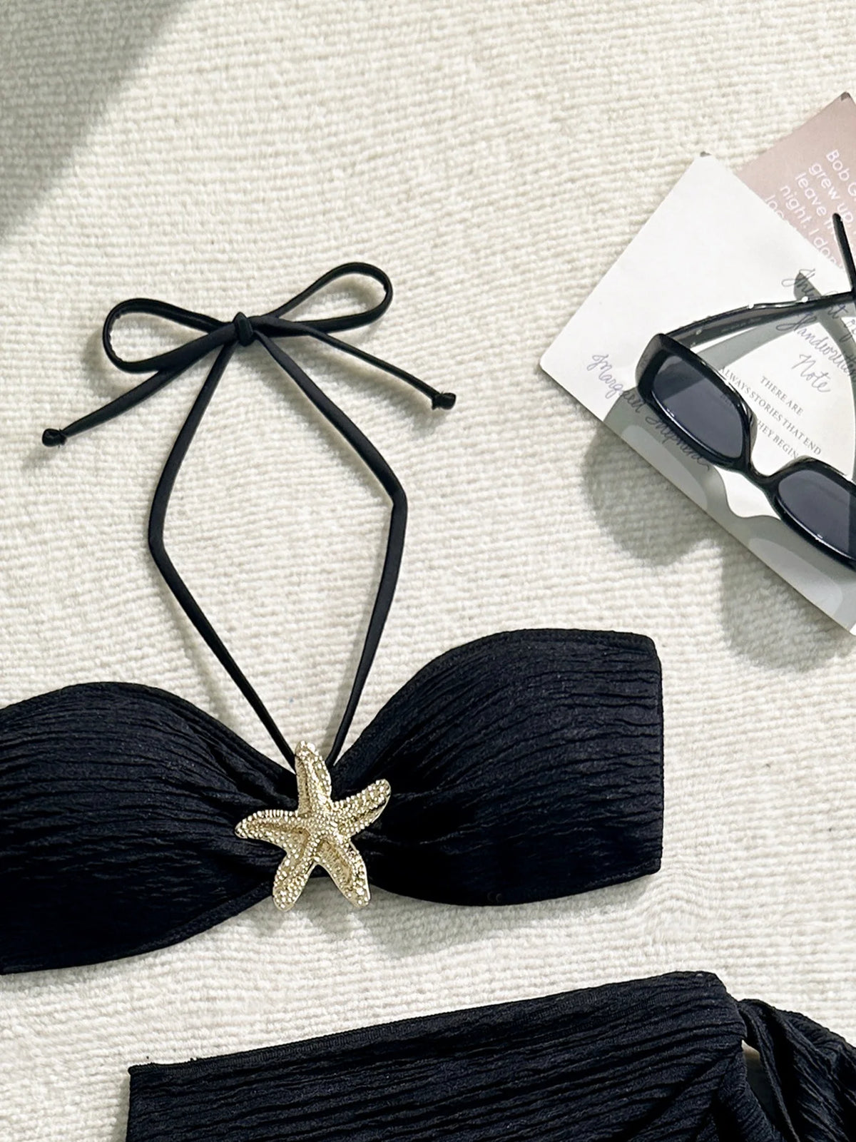 Sexy Metal Starfish Bikinis Set Women Brown Bandeau Push Up Mesh Skirt 3 Piece Swimsuit 2025 Beach Bathing Suit Holiday Swimwear