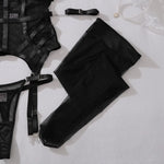 Toucheart Erotic Lingerie Fashionable See-through Mesh Complex Craft Waist Halterneck Women Luxurious Sexy Suit with Leg Socks