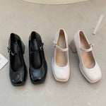 Patent Leather High Heel Mary Jane Shoes Women Elelgant Buckle Strap Platform Pumps Woman Chunky Heels Punk Lolita Shoes Female