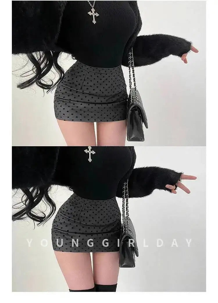 Pure Desire Sweet Girl Sexy High Waist Skinny Plush Point Skirt With Hip Short Sweet Mini Skirt Hot Sexy Korean Women 6P84