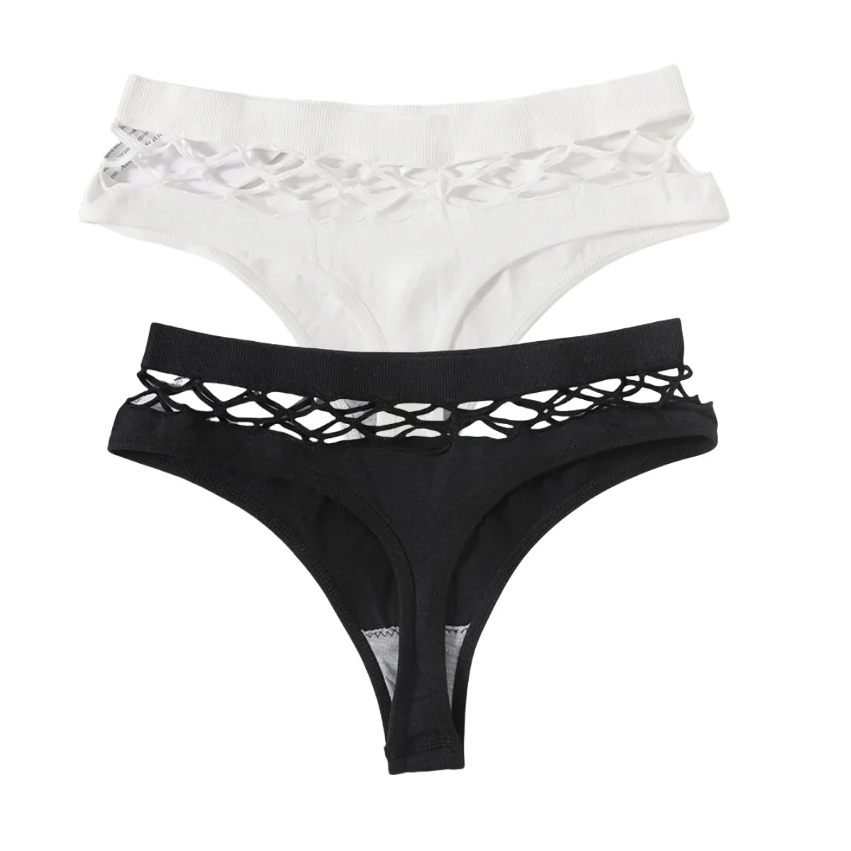 2Pcs/Set Seamless Thongs Panties Women High Rise Underwear Sexy Lingerie Bottoms Female Underpants Hollow G-String Pantys M-L
