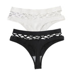 2Pcs/Set Seamless Thongs Panties Women High Rise Underwear Sexy Lingerie Bottoms Female Underpants Hollow G-String Pantys M-L