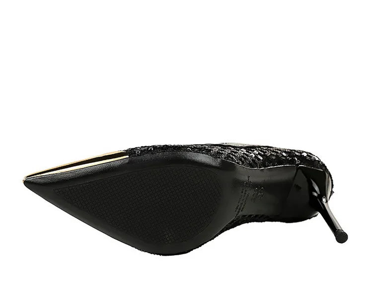 BIGTREE 2026 Fashion Metal Decoration Mesh Hollow Pointed Toe Woman Pumps Thin Heels Party Ladies Shoes Zapatillas De Mujer