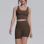 Women's Yoga Set Sports Running Fitness Beautiful Back Vest Hip Lifting Slim-Fit High Waist Shorts Training Gym Workout Suits