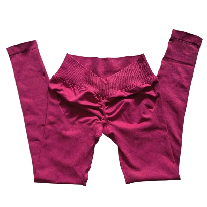 Sports Leggings Woman Clothes Seamless Yoga Pants Scrunch Booty V Waist Hip Lifting Fitness Gym Leggings Running Workout Tights
