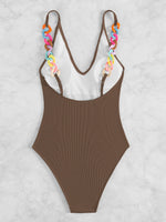3 Colors Sexy One Piece Swimsuit Swimwear Women Deep V-neck Colorful Chain Solid Bathing Suit Beachwear 2026 New Bikinis Mujer