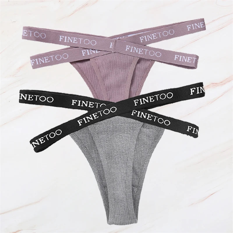 2Pcs/Set Women Thongs Panties Female Letter Belt Underwear Ladies Cotton Cross Strap Bikini M-XL G-String Girl Intimate Lingerie