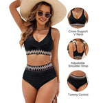 Woman Swimsuits V-Neck Tummy Control Women Bikini Set Removable Padding High Waist Bathing Suit For Vacation Women's Clothing