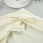 Lace Trim Ruffle Hem U-Neck Strap Cable Textured Cami & Casual Shorts Loungewear Summer Pajamas Set Women Sleepwear