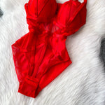MOYISU Sexy Instagram Viral Bodysuit Women Pure & Sexy Sheer Mesh Halter Push Up Pads Summer Lingerie Euro Style Hot Sale SG