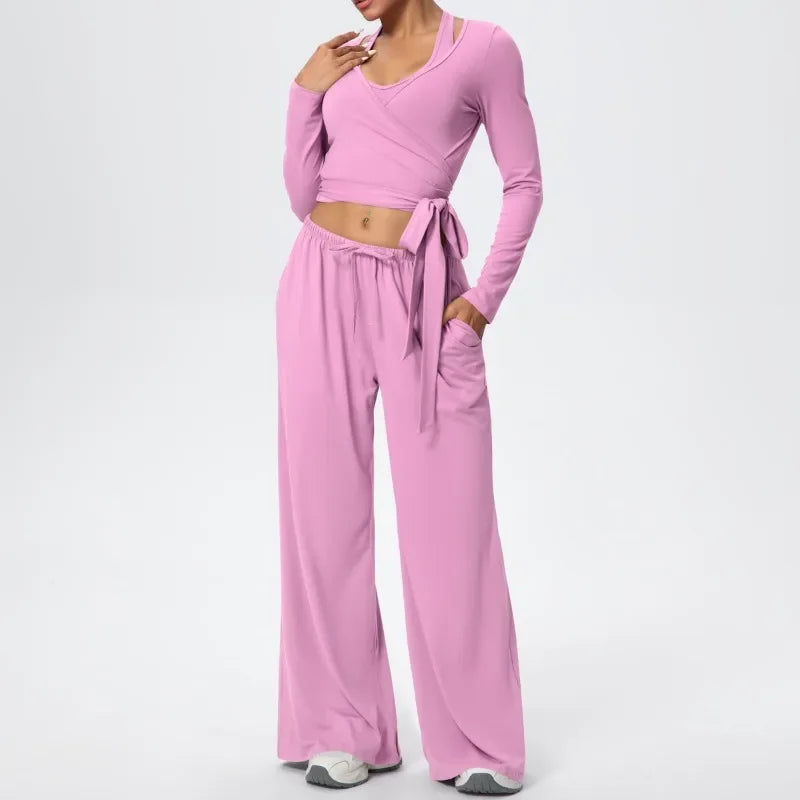 3 Pcs Women's Seamless Yoga Set Sports Fitness Gym Slim-Fit Long Sleeve & Tank Top Suits Workout Running Training Sets