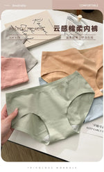 Pure cotton seamless underwear for girls mid-waist sweat-absorbent, breathable and anti-bacterial cotton crotch sports briefs