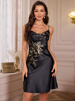 Hot style Women's Cherry Print Nightdress Casual sexy ladies pajamas slip dress for All Seasons