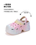 Leopard Platform Clogs for Women Closed Toe Chunky High Heel Sandals Woman New Summer Street Beach Slides Girls Fashion Slippers