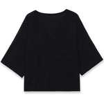 Fashion Casual Short Sleeve Knit Top Women Black White V Neck T Shirt Loose Fit Casual Short Sleeved Top For Summer Elegant E9OJ