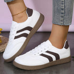 Plus Size 44 Women's Stripe Flats Fashion Lace Up Platform German Training Shoes Women Comfortable Non Slip Low Top Sneakers