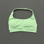 HISTELLO Impacts Sports Bra Women Seamless Yoga Halter Top High Support Push Up Open Back Gym Wear Workout Fitness Underwear