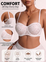 Trendy Leopard Print Women Bra Demi Cup Underwire Side Support Push-Up Brassiere Daily Thin Breathable Bra