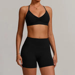 Women 2PCS Yoga Suit Sports Gym Set Tracksuit Workout Long Sleeve Shirt Fitness Flared leggings Short sleeve shorts running suit