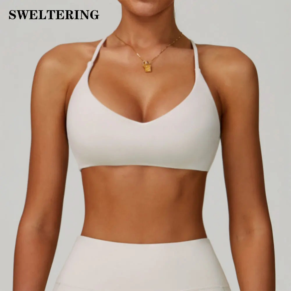 Gym Bras Cross Shoulder Straps Sports Underwear Anti-Sweat Fitness Top Women Yoga Bra Shockproof Crop Top Push Up Workout Tops